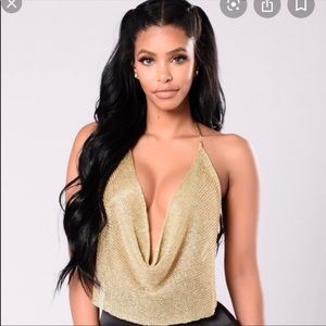 New Unused Fashion Nova Lil Mama Gold Top Sz M/L